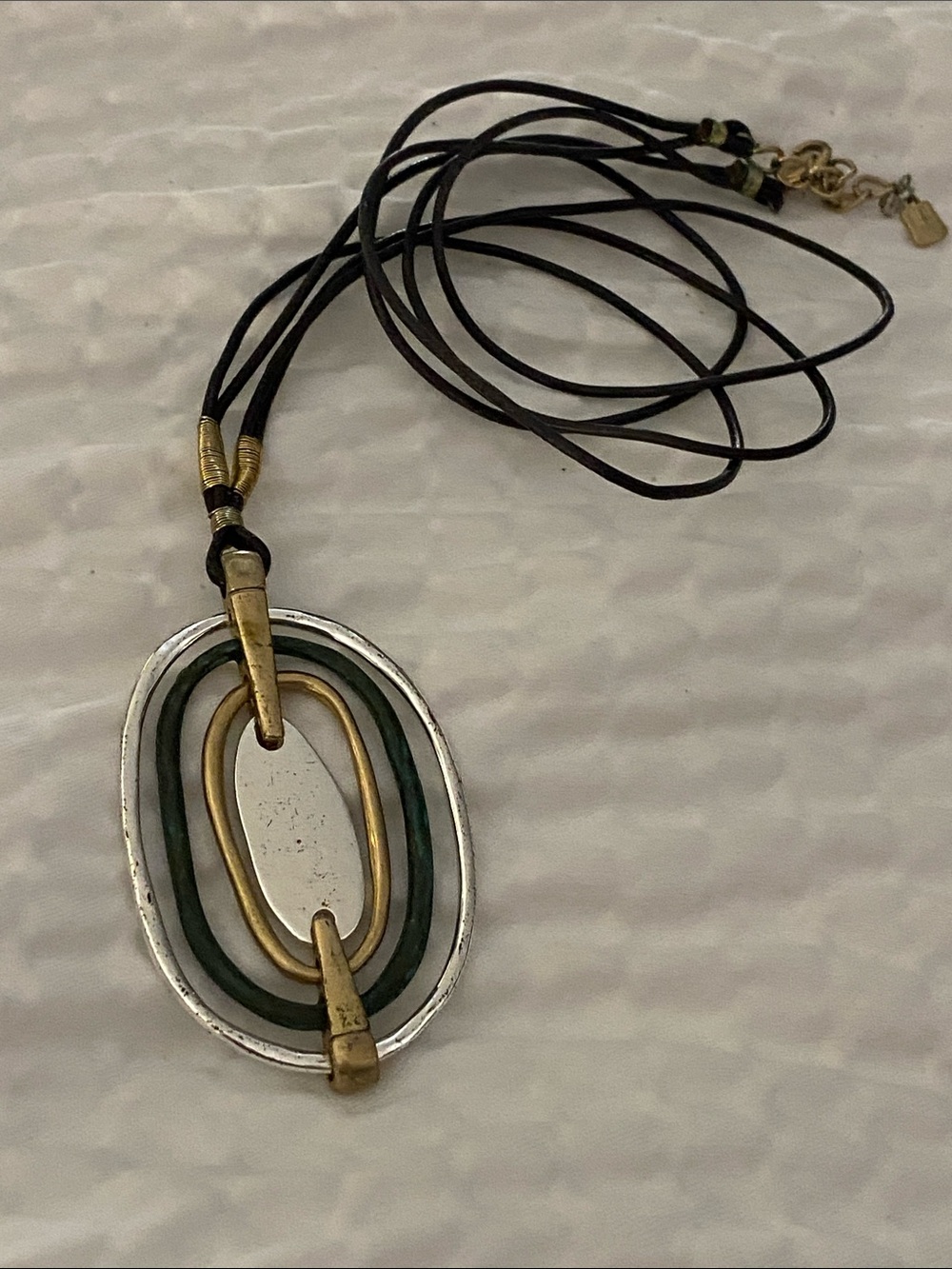 Robert Lee Morris Multi-Tone Oval abstract vintage Pendant Necklace - Picture 4 of 7